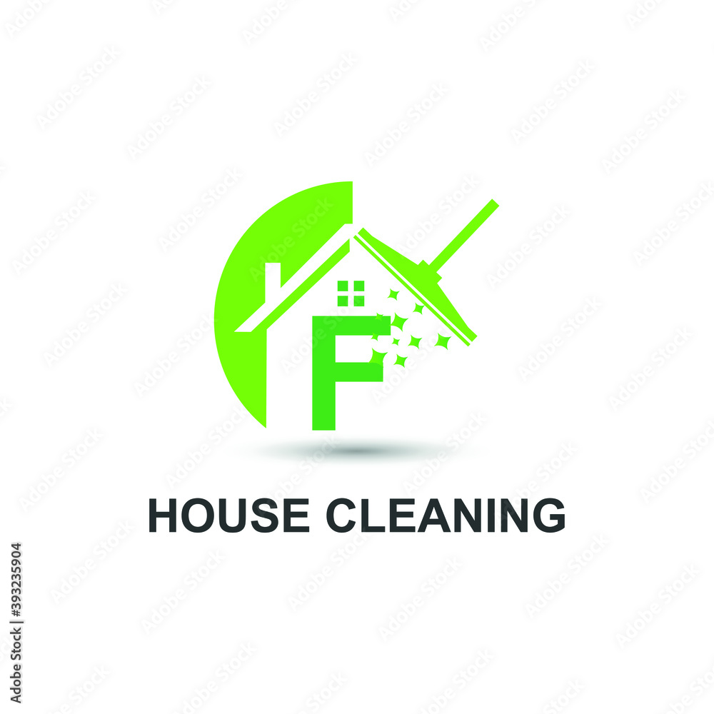 House Cleaning Service with Initial F Letter Concept Logo Design Template House Cleaning Service with Initial F Letter Concept Logo Design Template