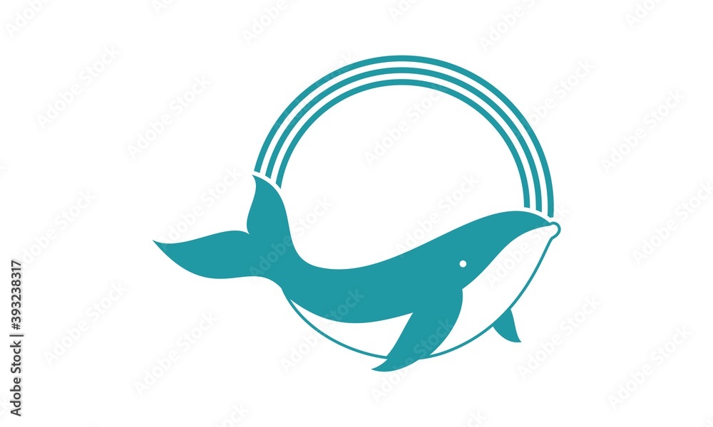 Big whale illustration vector logo