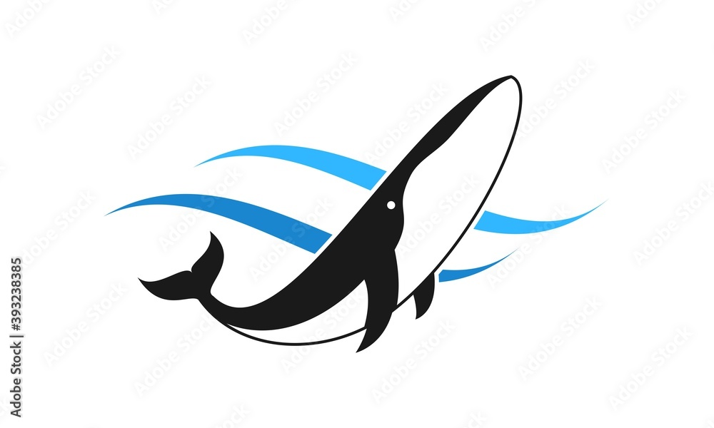 Whale and the wave illustration vector Whale and the wave illustration vector