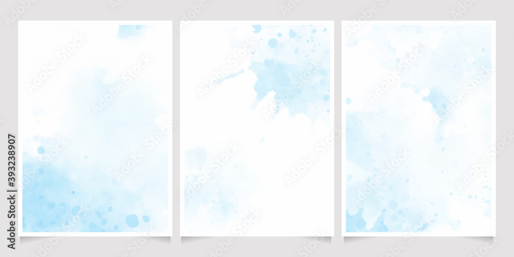 beautiful navy blue watercolor wet wash splash 5x7 invitation card background template collection