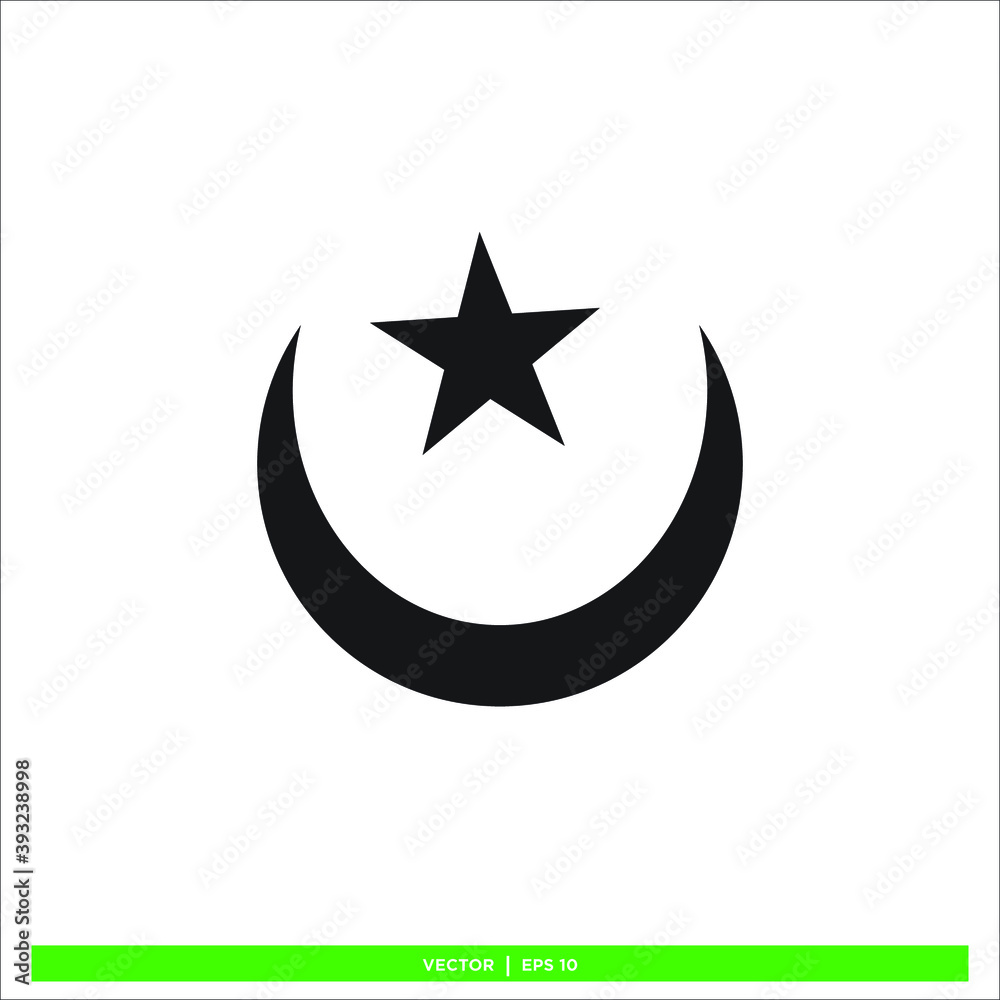 Icon vector graphic of Crescent moon, good for template religious illustration Icon vector graphic of Crescent moon, good for template religious illustration