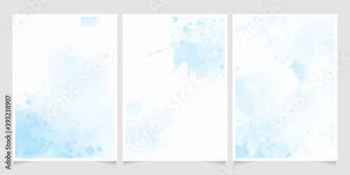 beautiful navy blue watercolor wet wash splash 5x7 invitation card background template collection