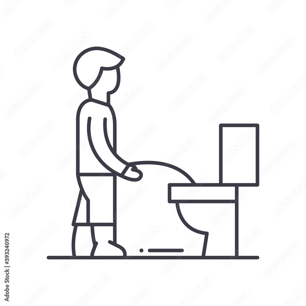 Toilet icon, linear isolated illustration, thin line vector, web design sign, outline concept symbol with editable stroke on white background. Toilet icon, linear isolated illustration, thin line vector, web design sign, outline concept symbol with editable stroke on white background.