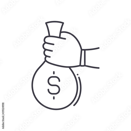 Sponsor investment icon, linear isolated illustration, thin line vector, web design sign, outline concept symbol with editable stroke on white background.