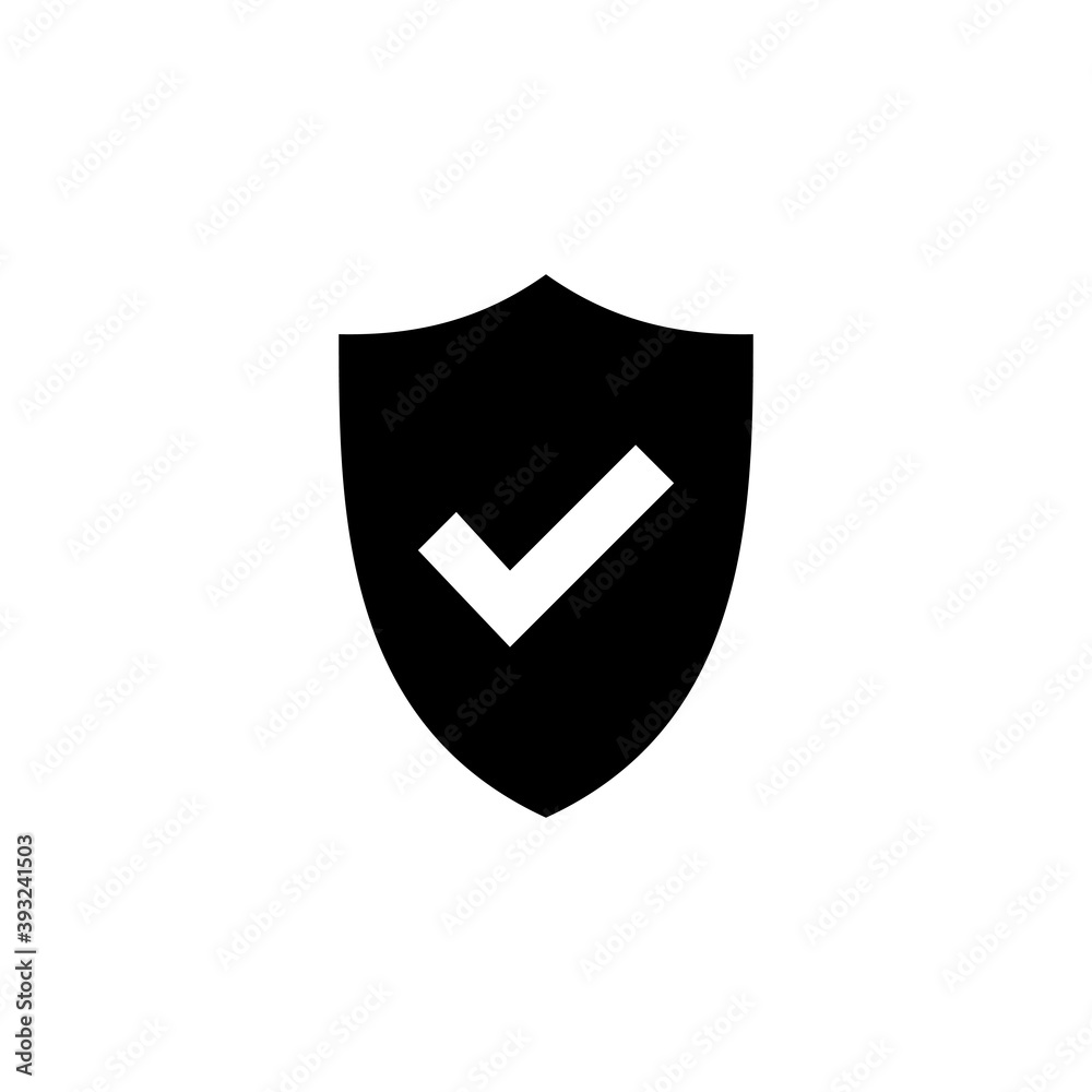 Shield check mark icon vector. Protection approve sign. Safe icon vector Shield check mark icon vector. Protection approve sign. Safe icon vector