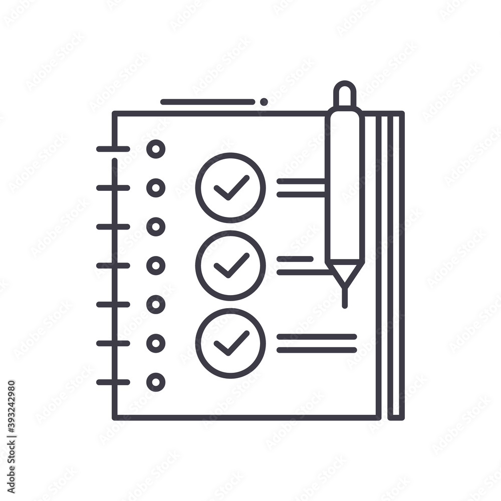 To do list icon, linear isolated illustration, thin line vector, web design sign, outline concept symbol with editable stroke on white background. To do list icon, linear isolated illustration, thin line vector, web design sign, outline concept symbol with editable stroke on white background.