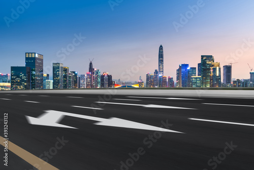 Night skyline and motorway of Shenzhen Financial District  Guangdong  China