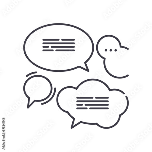 Speech bubbles icon, linear isolated illustration, thin line vector, web design sign, outline concept symbol with editable stroke on white background.