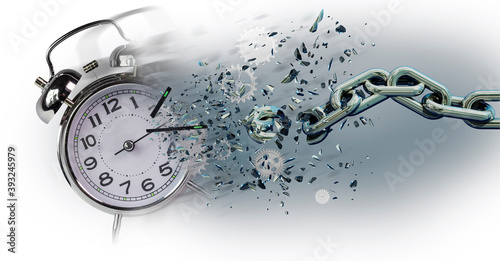 time clock breaking in  flying pieces time pass memory loss future new era feelings  gears free freedom psychology war