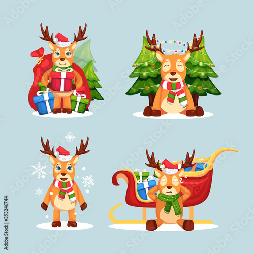 Christmas deer vector cute illustration