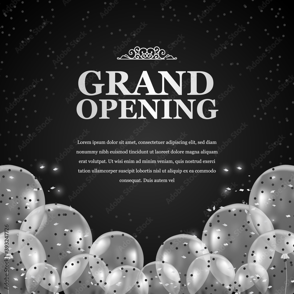 luxury elegant 3d silver flying transparent balloons with confetti and