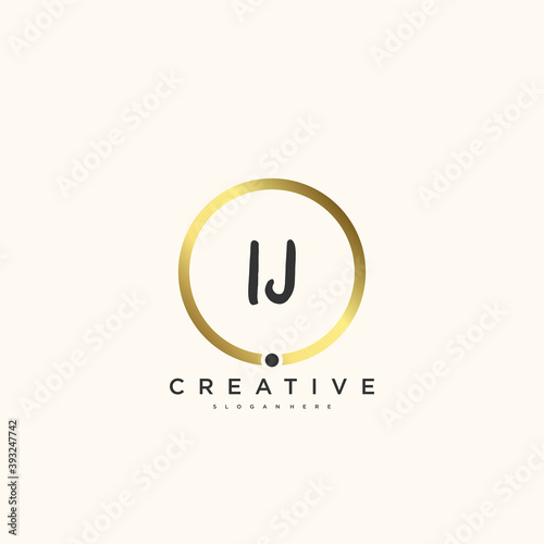 IJ Beauty vector initial logo, handwriting logo art design of initial signature, wedding, fashion, jewerly, boutique, floral and botanical with creative template for any company or business. photo