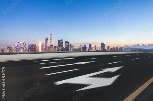 Night skyline and motorway of Shenzhen Financial District  Guangdong  China