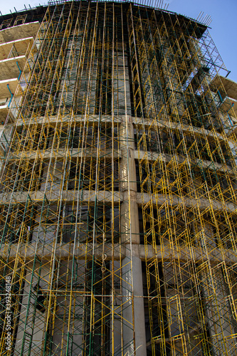 Scaffolding building frame on a building