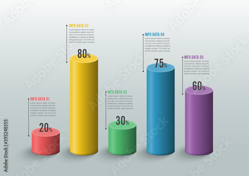 Graphs and charts. Statistic and data, iInfographic business concept with 5 options For content, diagram, flowchart, steps, parts, timeline infographics, workflow, chart.