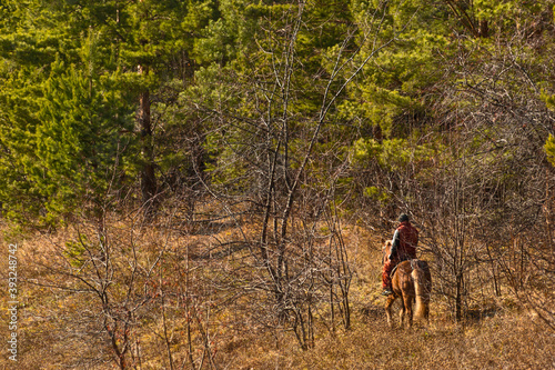 horse rider in the mountains