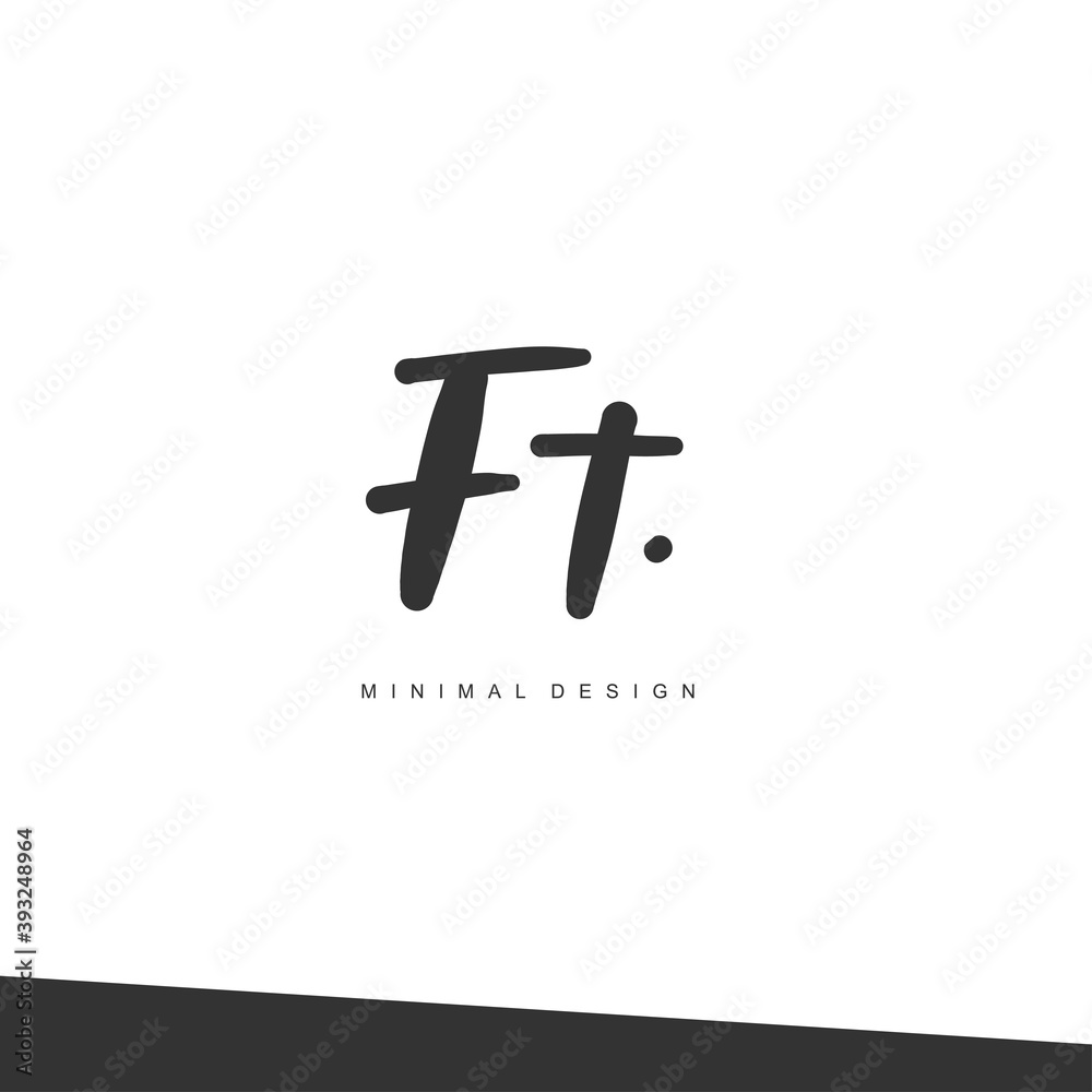 FT Initial handwriting or handwritten logo for identity. Logo with signature and hand drawn style.