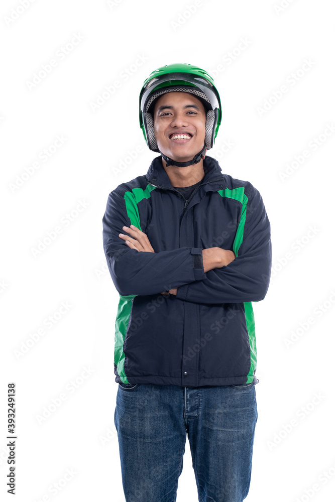 asian male motorbike rider with uniform isolated over white background asian male motorbike rider with uniform isolated over white background