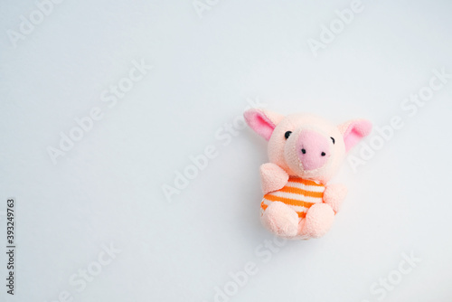 soft toy pink pig on a light background