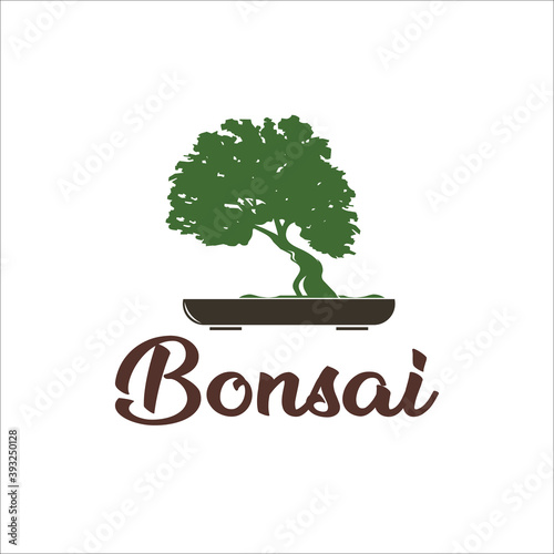 bonsai oak tree logo design template silhouette vector