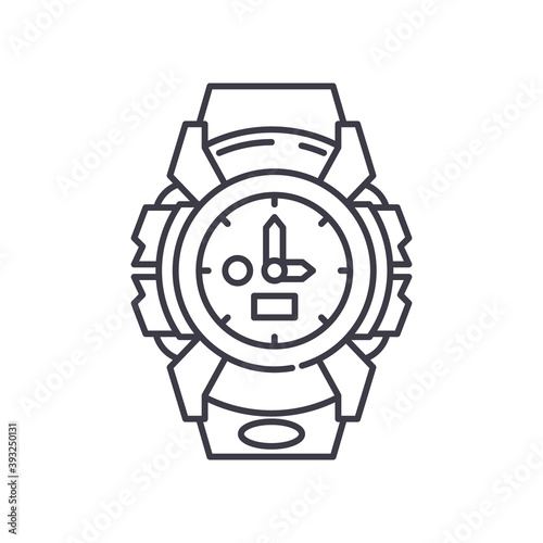Sport watch icon  linear isolated illustration  thin line vector  web design sign  outline concept symbol with editable stroke on white background.