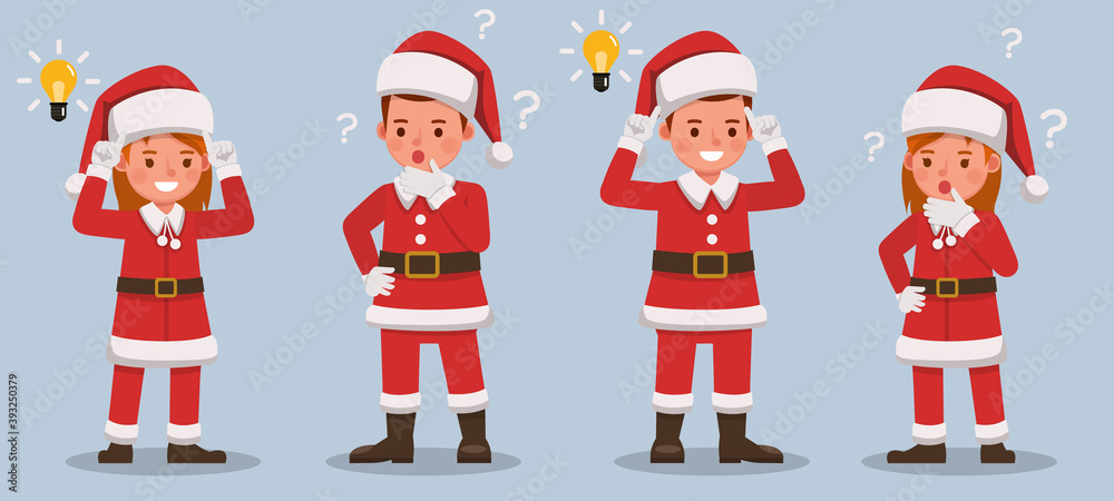 Set of kids wearing Christmas costumes character vector design. Presentation in various action with emotions. no7