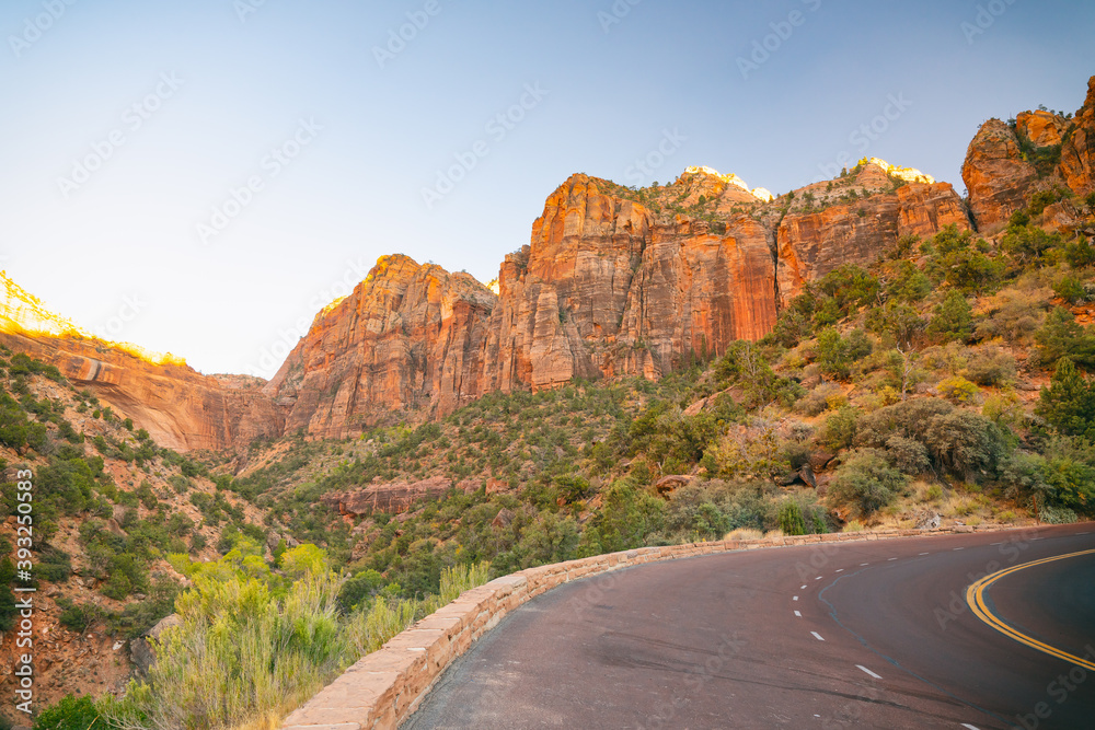 On the curved road, Zion National Park, Utah On the curved road, Zion National Park, Utah