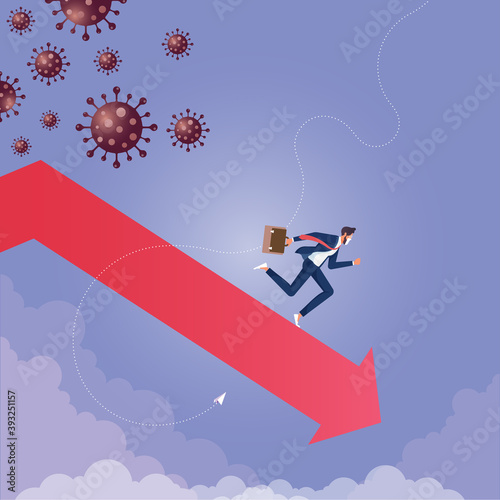 Coronavirus economy impact concept-Economy down and fall, Coronavirus with Global Economy-Implications for business, Economic downturn caused by a Coronavirus pandemic or COVID-19
