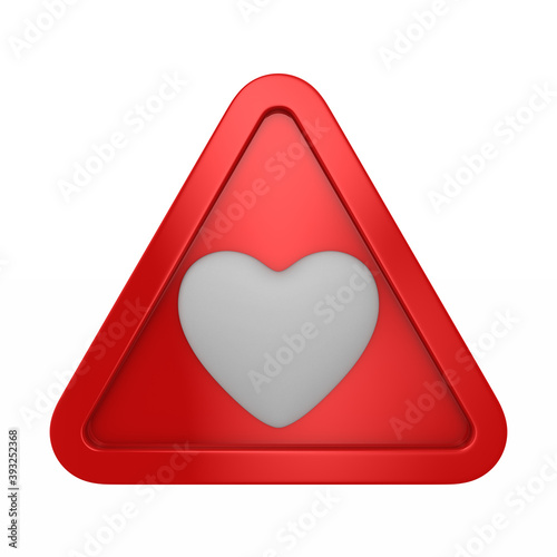 triangle with heart on whit...