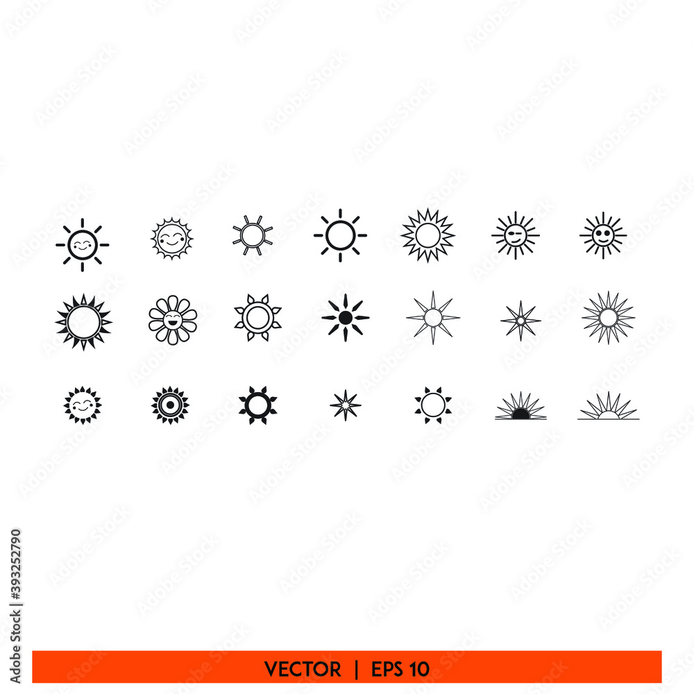 Icon vector graphic of sun sign set, weather pack, good for template