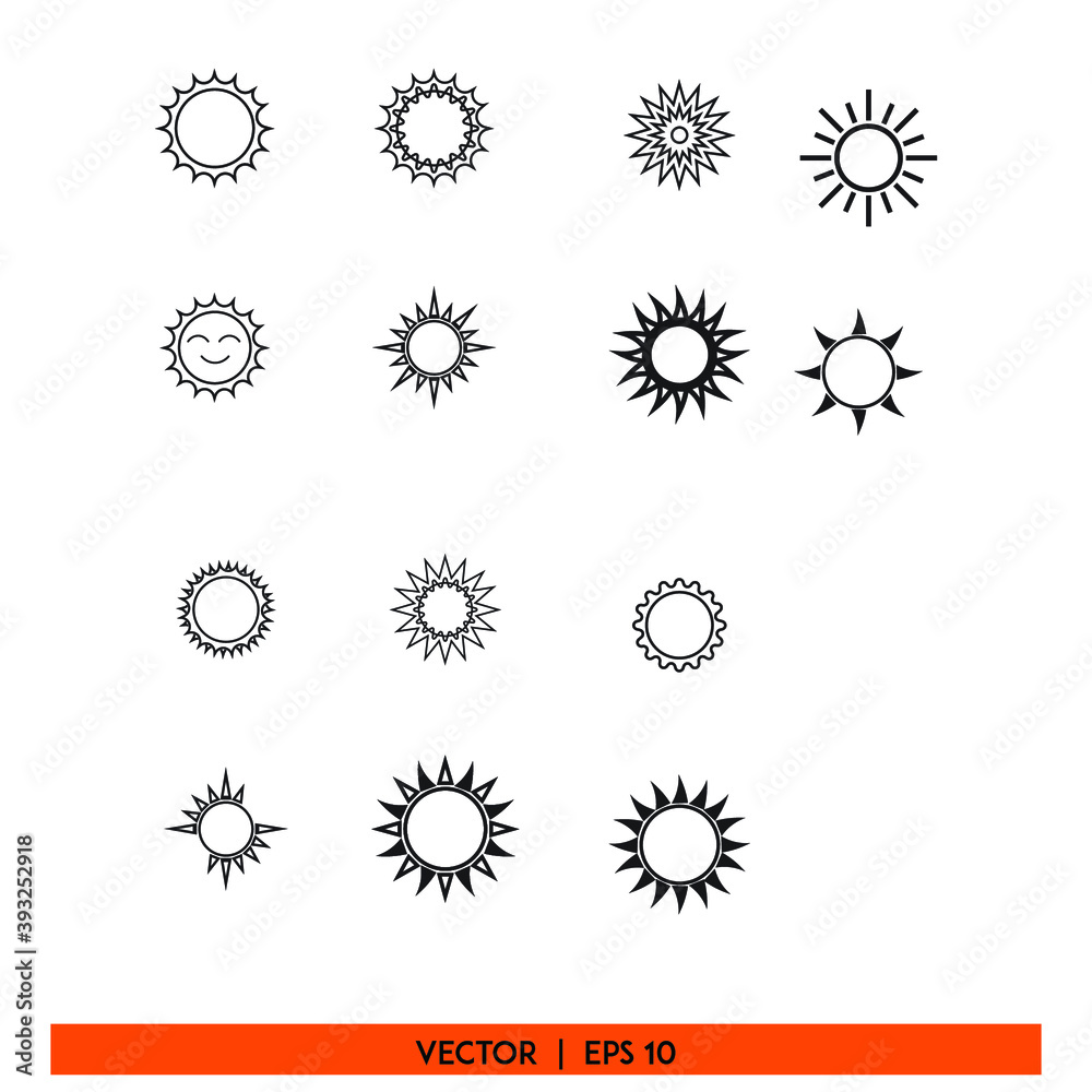 Icon vector graphic of sun sign set, weather pack, good for template Icon vector graphic of sun sign set, weather pack, good for template