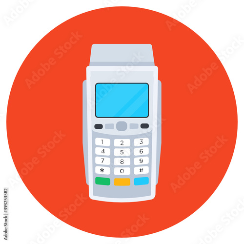 
A flat rounded design of pos, point of sale 
