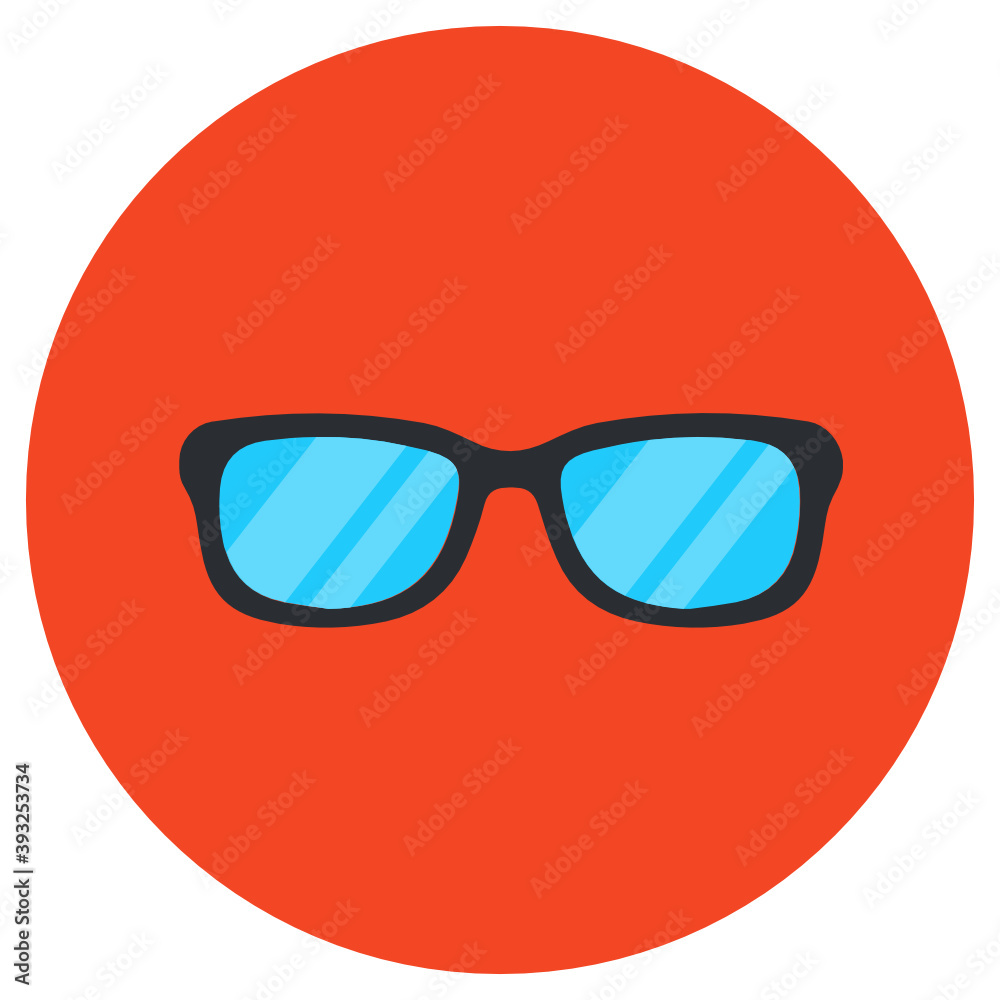 
Glasses  icon in flat rounded design 
