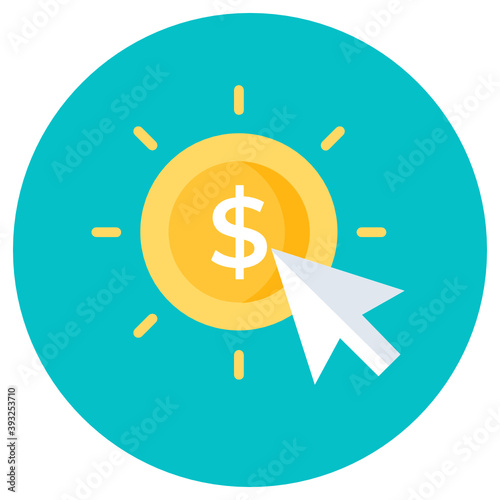 
Arrow touch on dollar currency symbolising pay per click concept 
