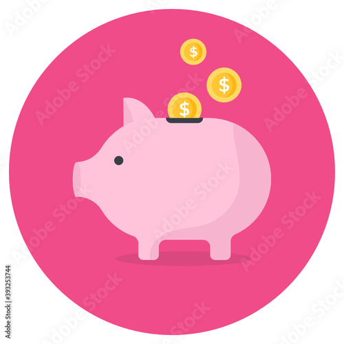 
Piggy bank in flat style, savings or accumulation of money 
