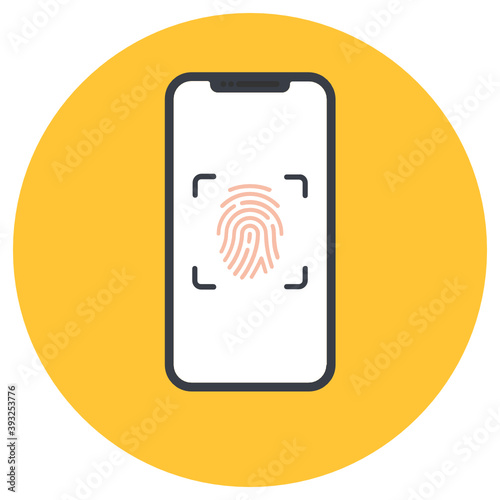 
Thumbprint inside smartphone, mobile thumbprint scanning icon
