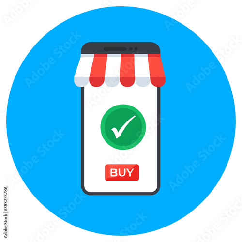 
Buy now icon in trendy style, mobile shopping vector 
