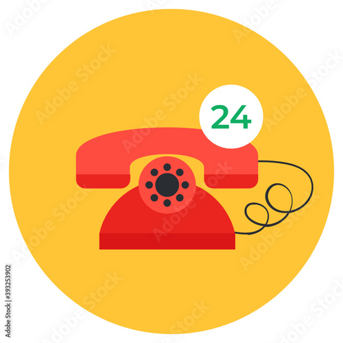
Flat design of 24hr helpline icon
