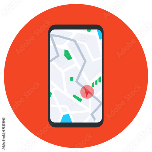 
Mobile route icon in trendy style, navigation app vector 

