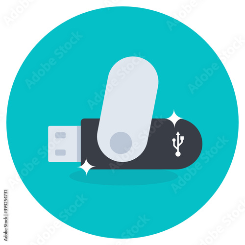 
Flat rounded icon of universal serial bus, flash drive 
