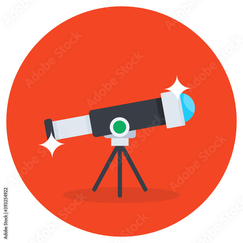
Modern flat rounded icon of telescope, spy glass
