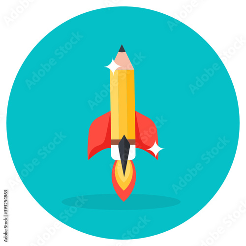 
Flat rounded icon of learning launch isolated on background 
