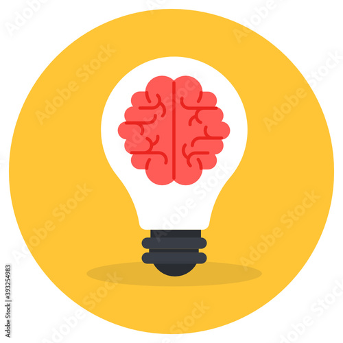 
Editable vector style of brain inside bulb, brainstorming concept 

