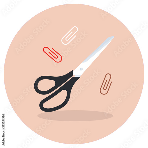 
Flat rounded icon of scissors and file clipper 

