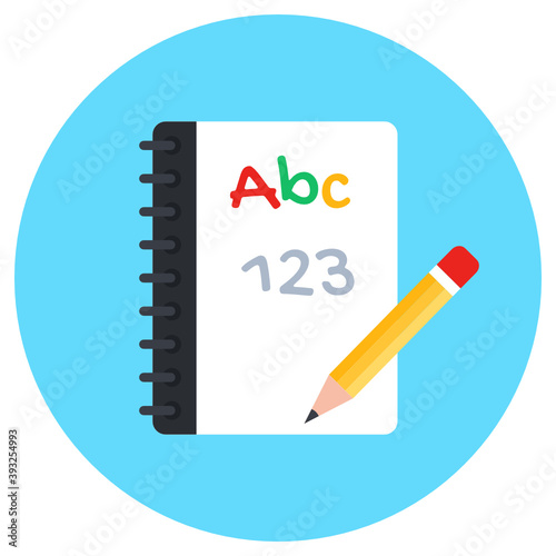 
Learning book, curriculum in flat rounded style 
