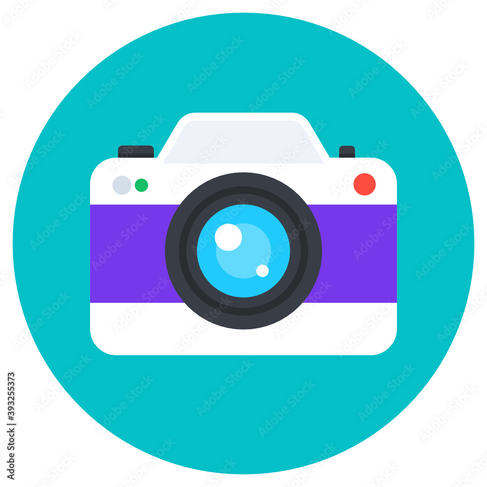 Camera, photographic equipment icon in flat style
Camera, photographic equipment icon in flat style