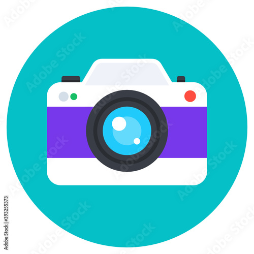 
Camera, photographic equipment icon in flat style 
