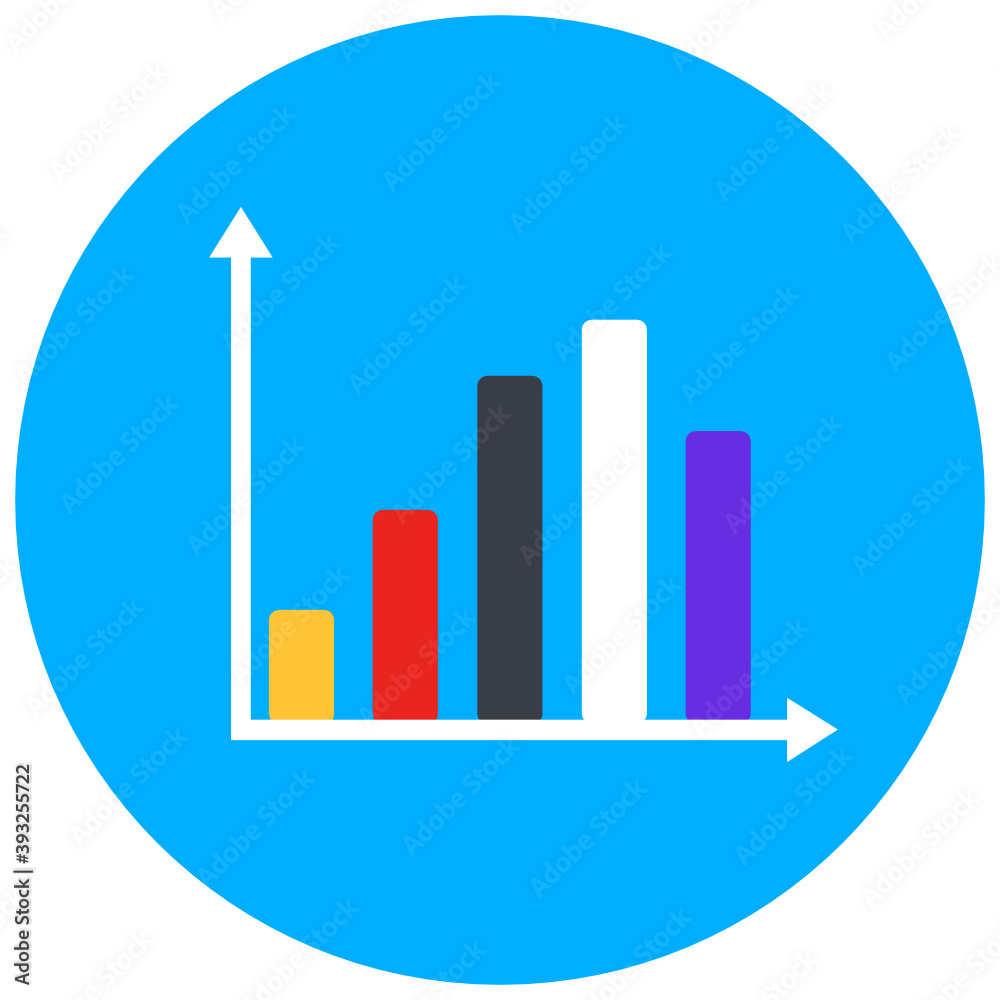 Data analytics, flat rounded icon of bar chart
Data analytics, flat rounded icon of bar chart