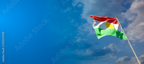 Bild auf Leinwand Kurdistan national flag with blank text space on wide background.