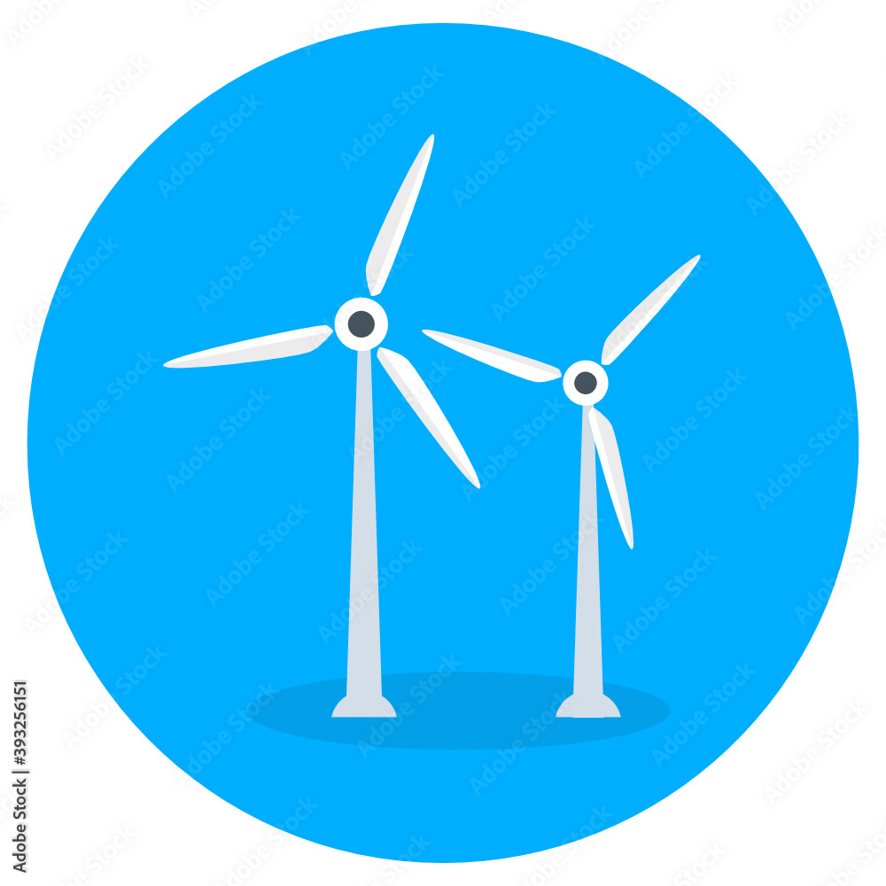 Wind power icon in flat style, wind turbine
Wind power icon in flat style, wind turbine